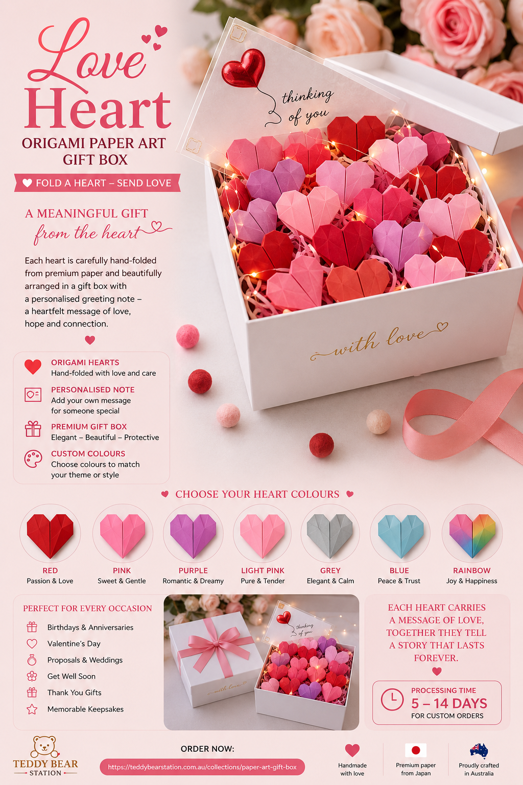Love Heart Paper Art Origami - 50 hearts ♥️