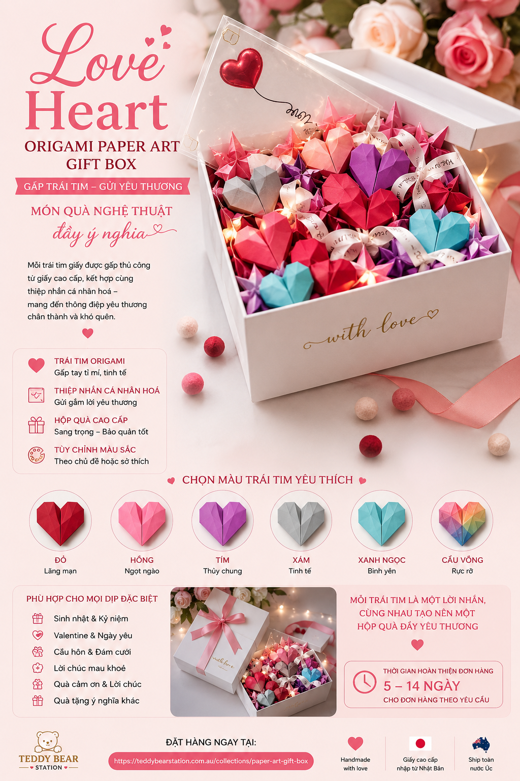 Love Heart Paper Art Origami - 50 hearts ♥️