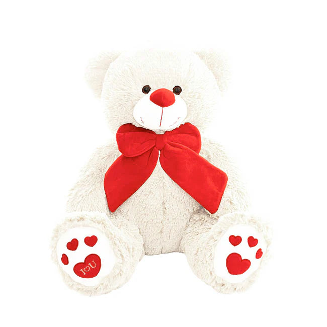 Gift Set - White Teddy Bear 90cmHT/60cmST x Forever Rose Single Stem