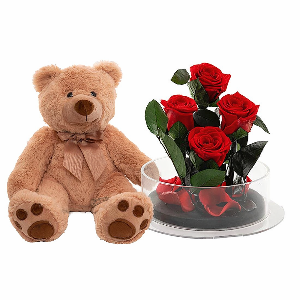 Teddy Bear and Forever Rose Gift Set