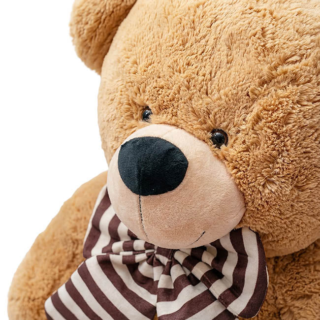 Giant Teddy Bear w Striped Bow Brown (90cmHT/60cmST)
