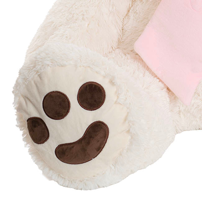 Giant Teddy Bear w Pink Bow White (115cmHT/80cmST)