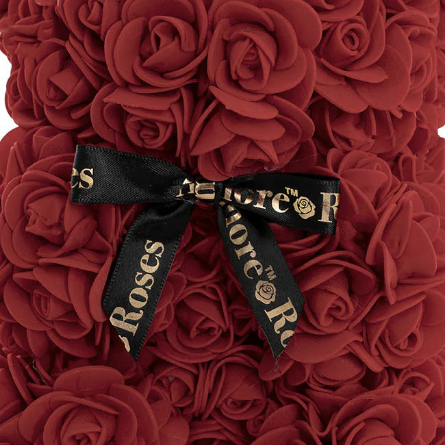 Amore Rose Bear Dark Red (25cmH)