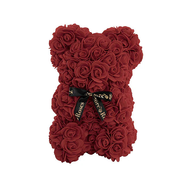 Amore Rose Bear Dark Red (25cmH)