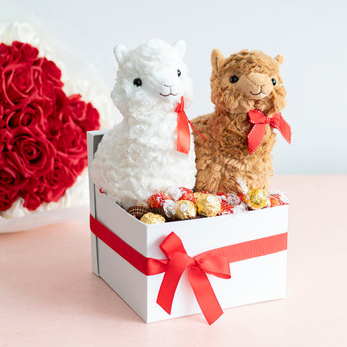 Fuzzy Wuzzy Plush Llama — White (24cm High)
