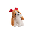 Dog Soft Toy w Hearts Brown (21cm.ST)