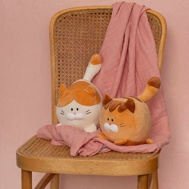 Cat Plush Puff Soft Toy Beige Brown